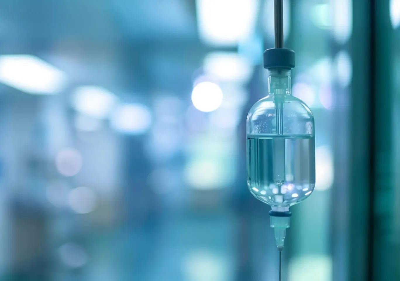 Detoks alkoholowy Gryfino: butelka infuzyjna zawieszona w gabinecie